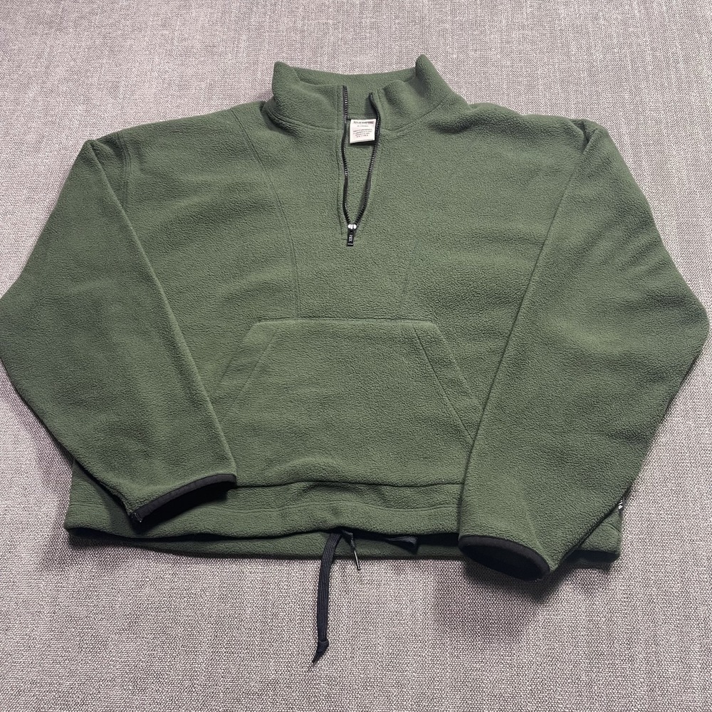 Victoria's Secret PINK Cropped Fleece Sweatshirt Womens M Green 1/4 Zip Pullover